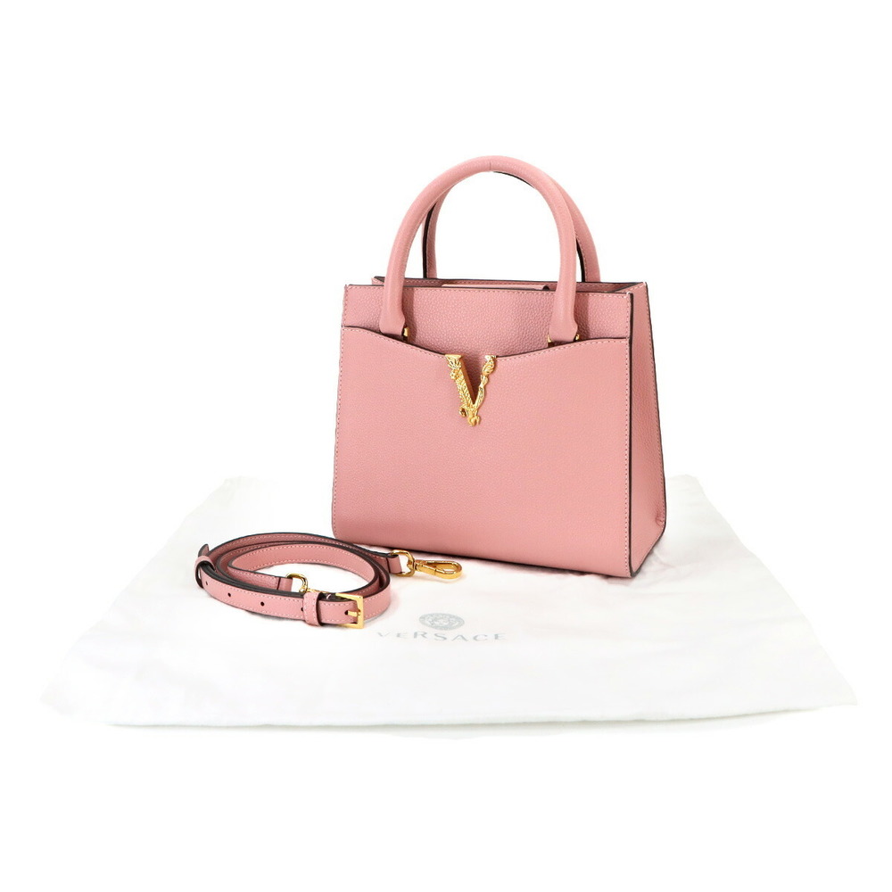 Versace Handbag bag leather Virtus pink shoulder